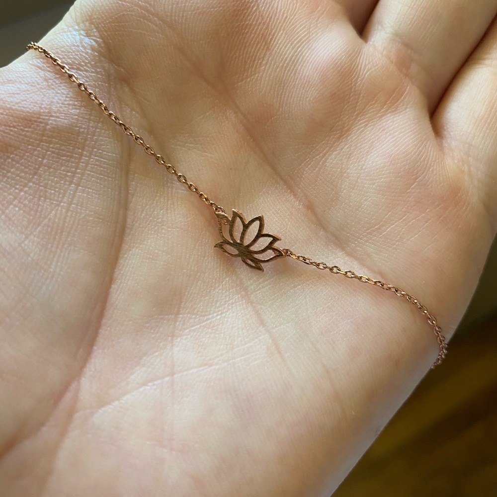 SOLD Rose Gold Lotus Pendant Choker
